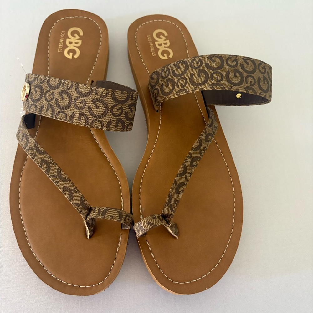 G by Guess Tan Patterned Women's Sandals